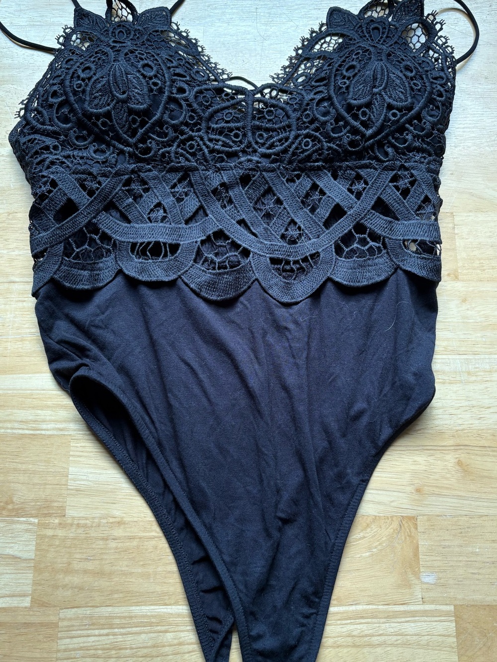 Ardene Black Lace-Detail Bodysuit
